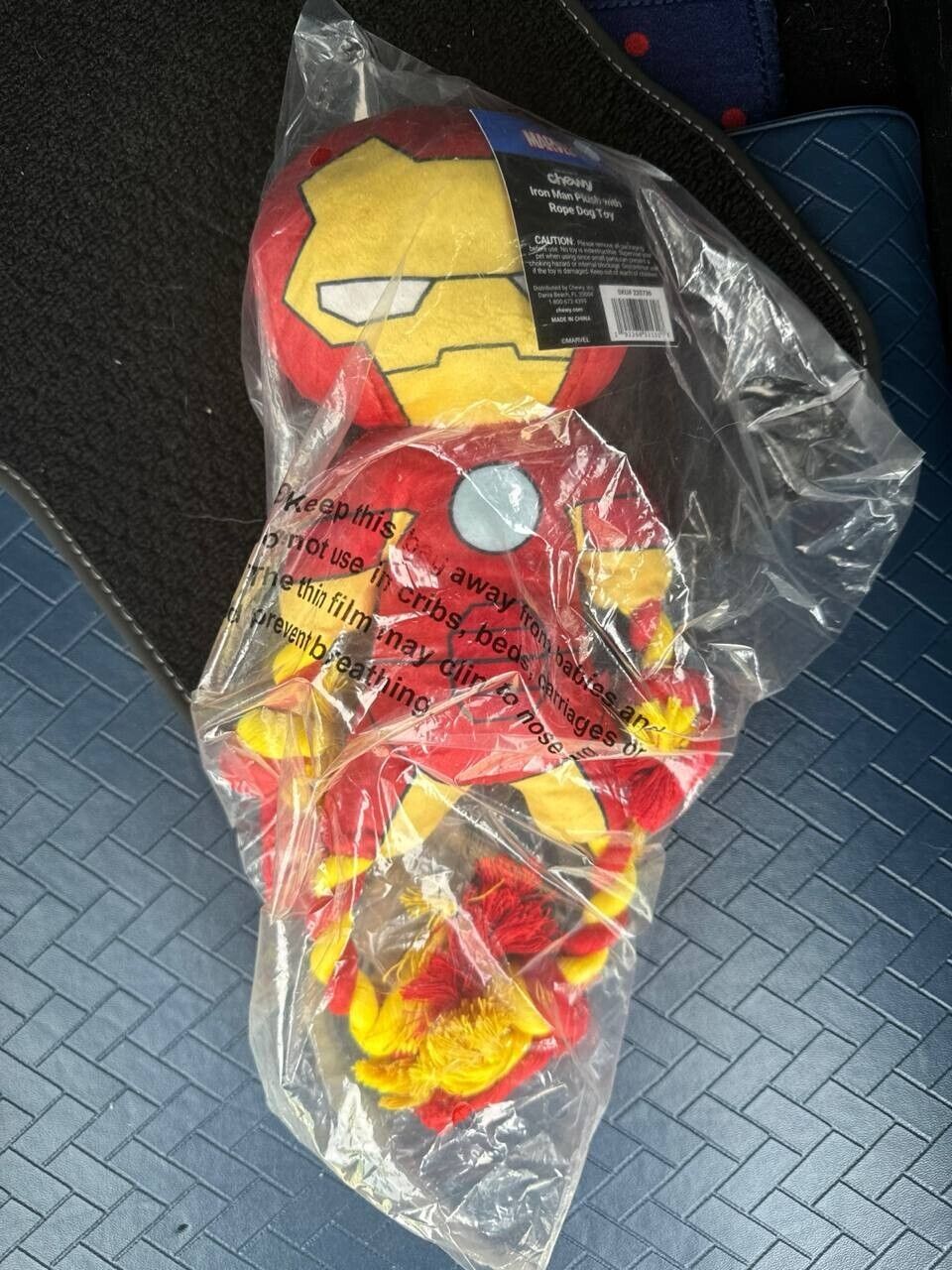 Marvel IRON MAN Rope Plush Squeeky Dog Pet Puppy Toy Perfect for Medium Dogs