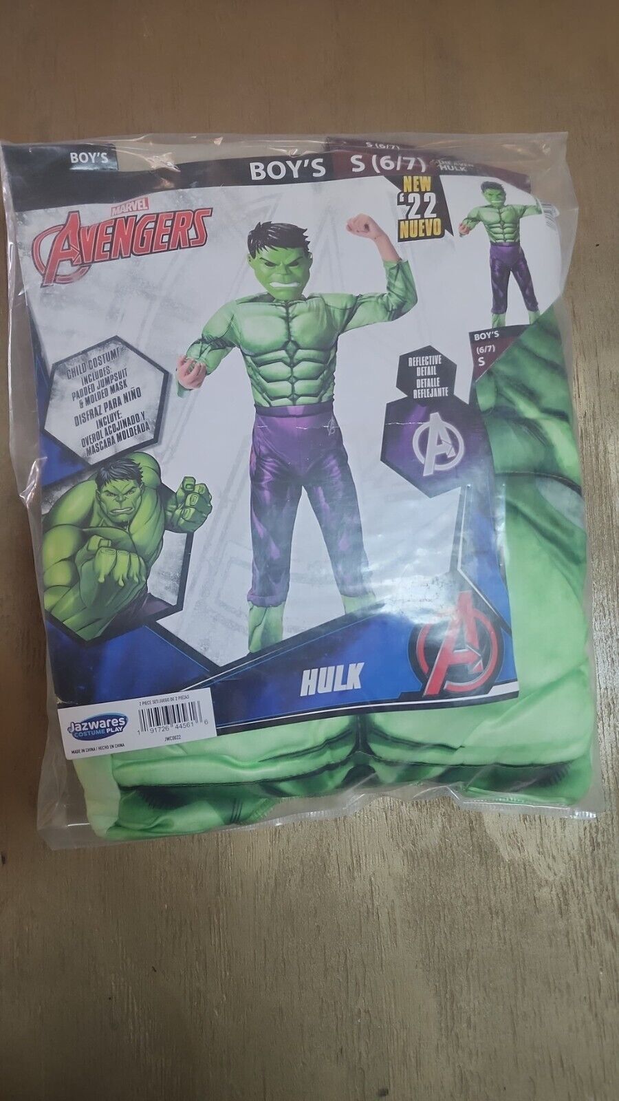 New Marvel Avengers Hulk Jumpsuit & Mask Youth Sz Small 6/7 Halloween Costume