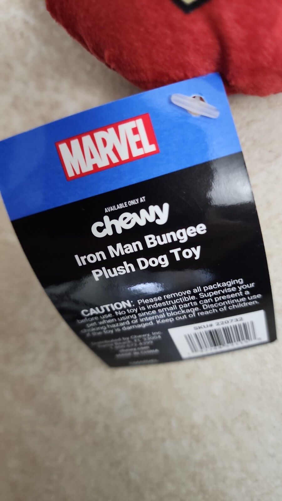 Marvel Rivals Iron Man Bungee Plush Dog Pet Puppy Toy for Medium Dogs