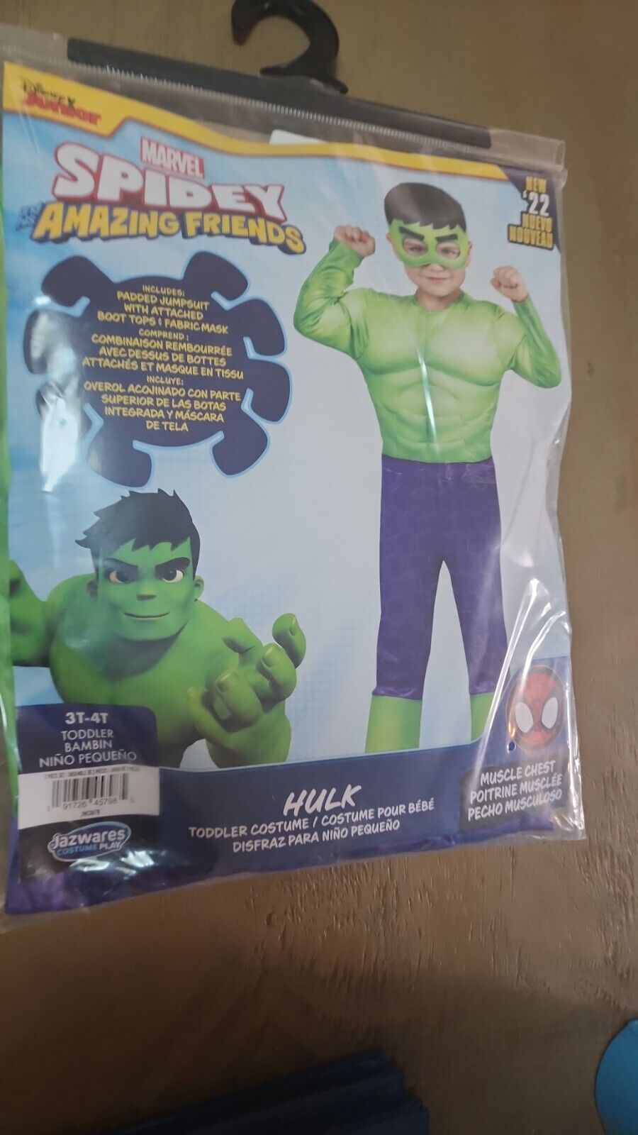 Boys The Hulk Halloween Costume Marvel Green Muscle Jumpsuit & Mask 2 Pc - 3T/4T
