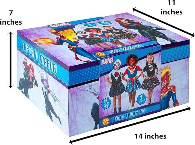 Rubie's Marvel Girl's Trunk Set (Captain Marvel, Ghost Spider, Black Widow), 4-6