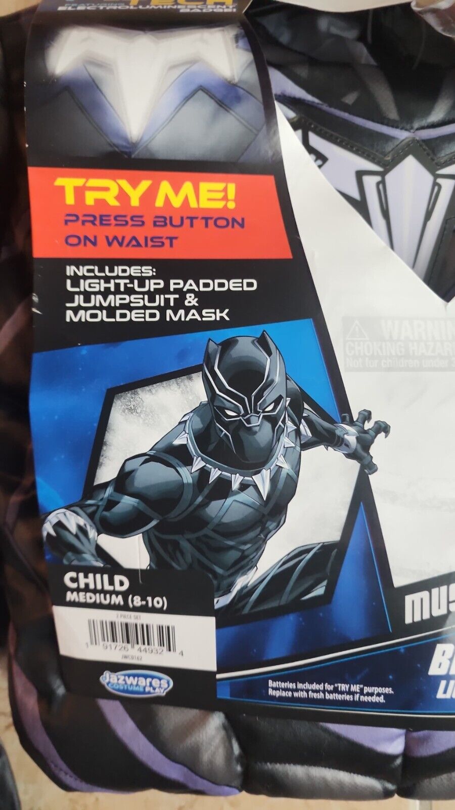 Black Panther Avengers Costume Boys Light up Medium 8-10