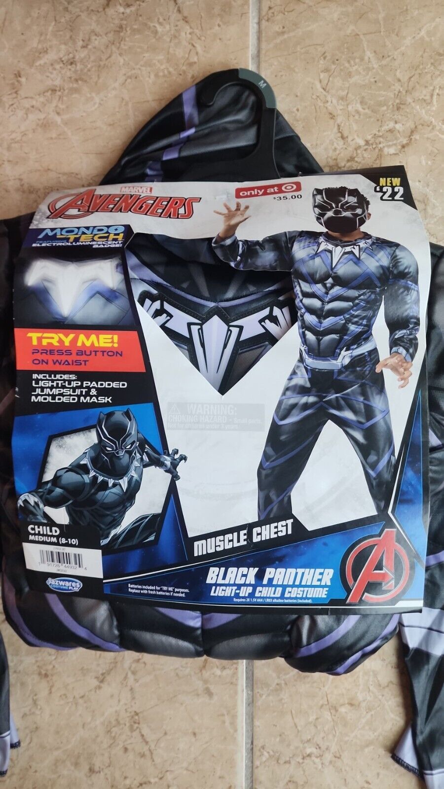 Black Panther Avengers Costume Boys Light up Medium 8-10