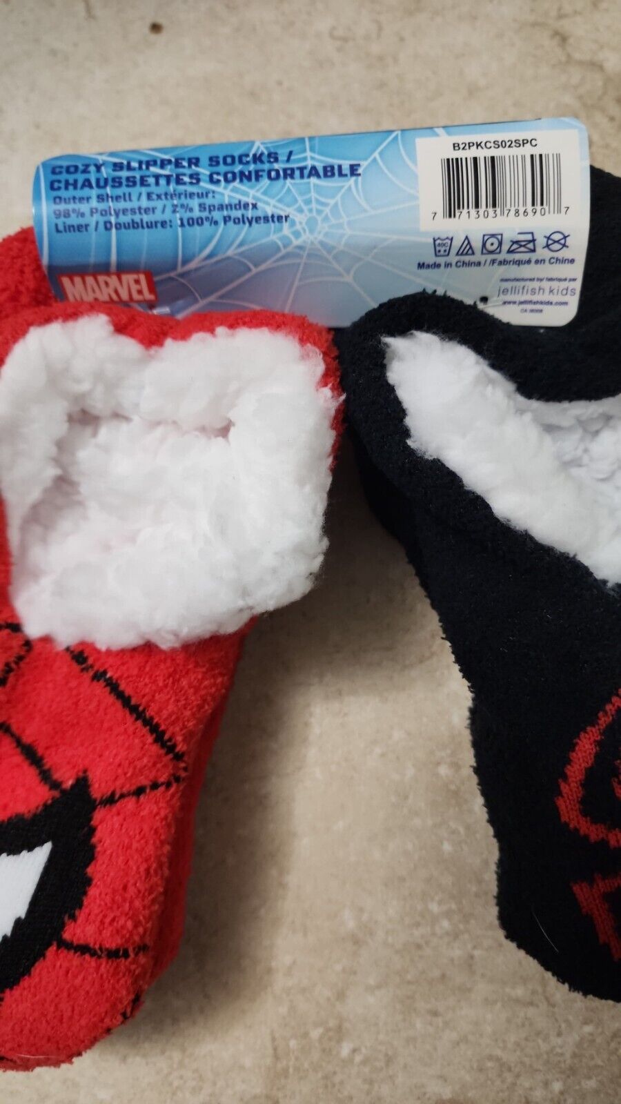 SPIDER-MAN & FRIENDS Boys Fuzzy Slippers 4-6 Years Size 11-2