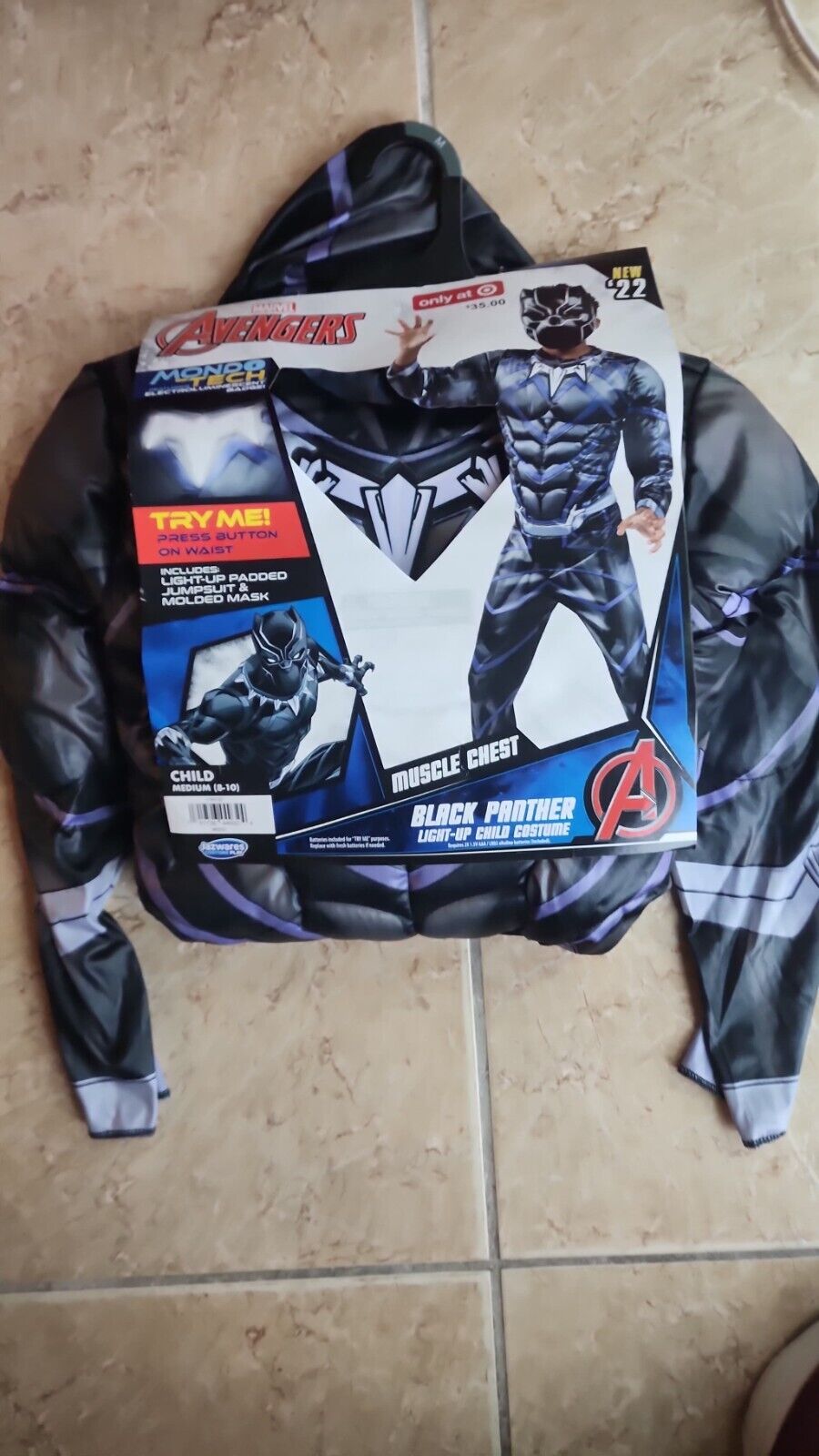 Black Panther Avengers Costume Boys Light up Medium 8-10