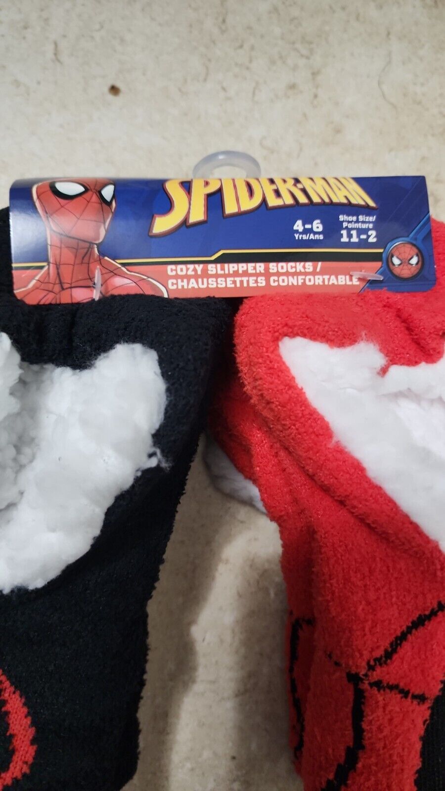 SPIDER-MAN & FRIENDS Boys Fuzzy Slippers 4-6 Years Size 11-2