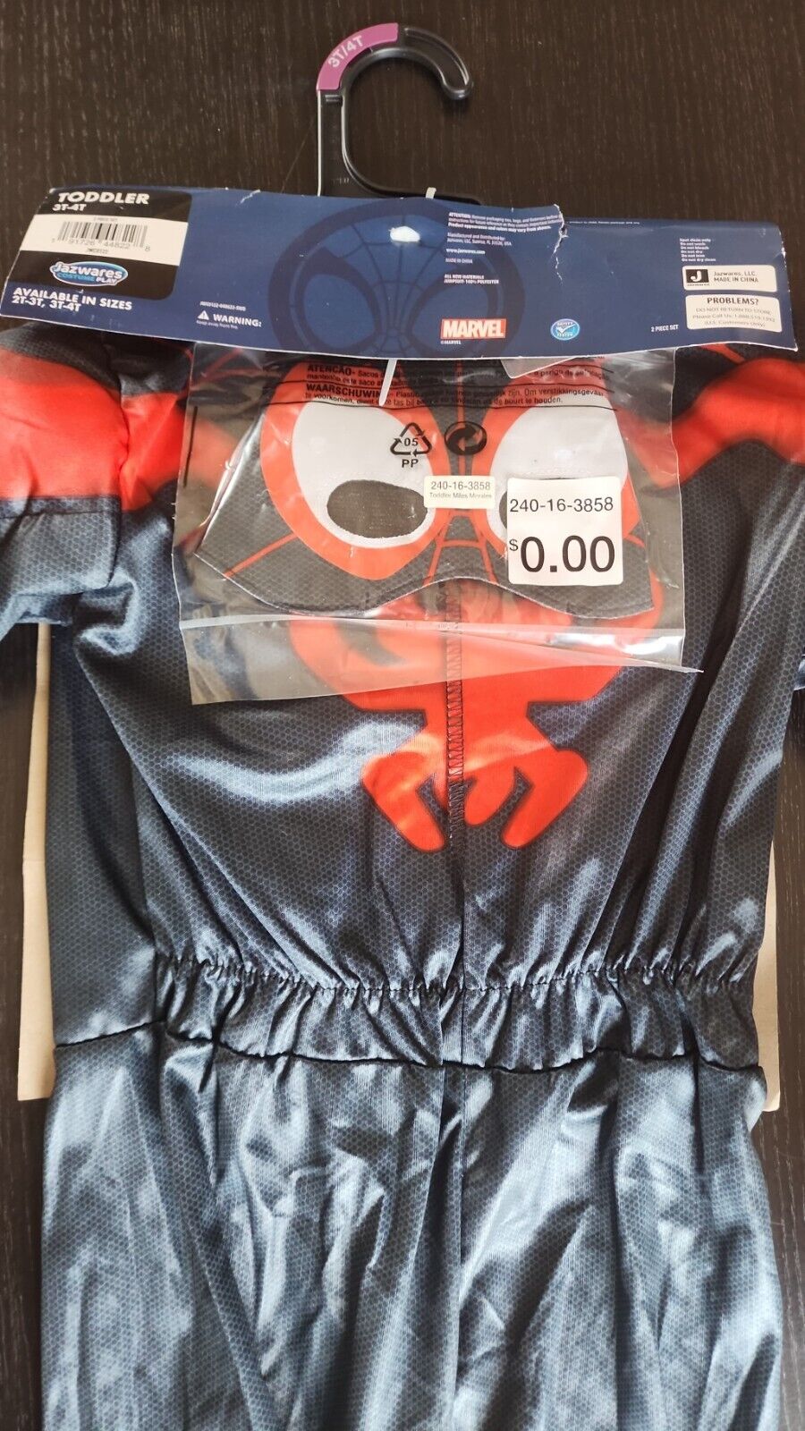 Spidey and his Amazing Friends Miles Morales Spider-Man Costume Toddler 3T-4T