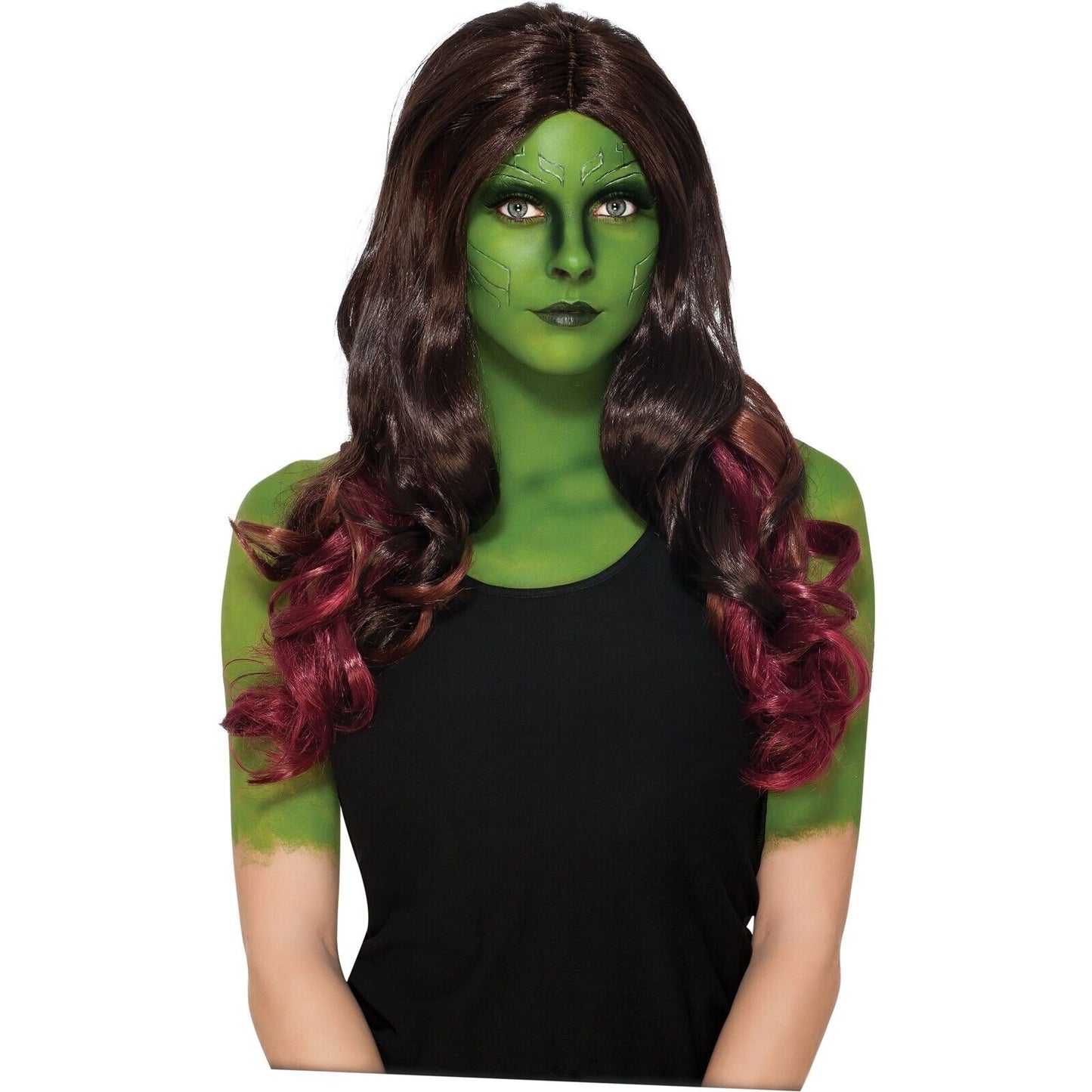 Gamora Wig Avengers Endgame Superhero Fancy Dress Halloween Costume Accessory
