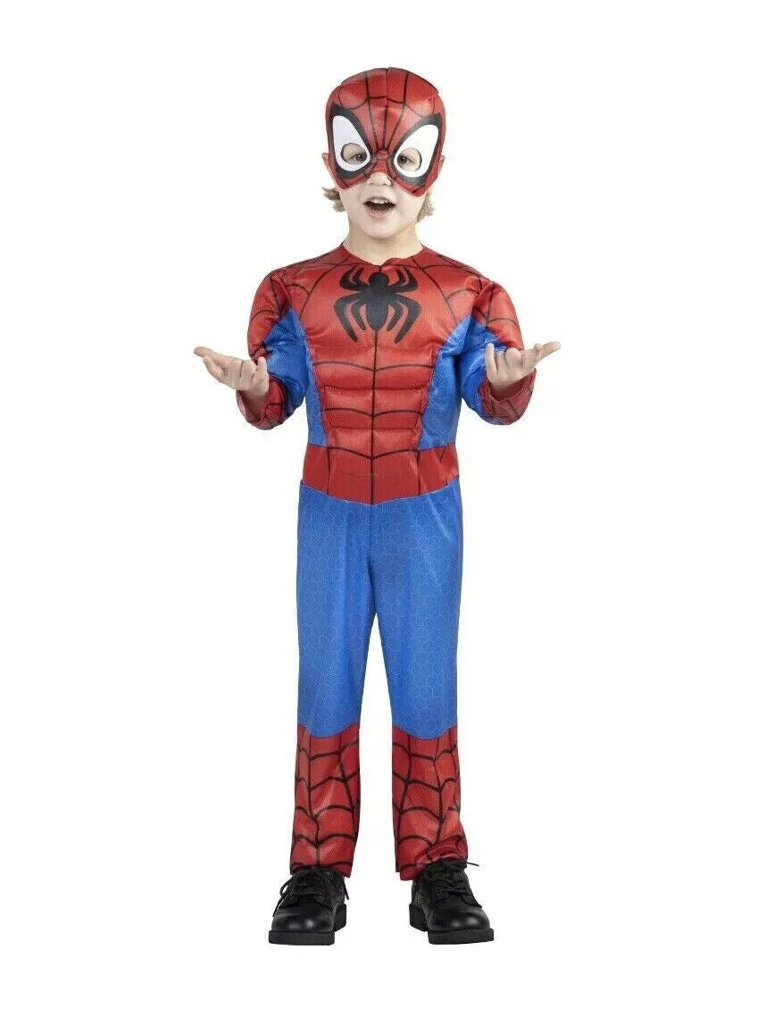 Kids Marvel Spider-man Spiderman Costume Pad Muscle Chest Halloween 4-T - New