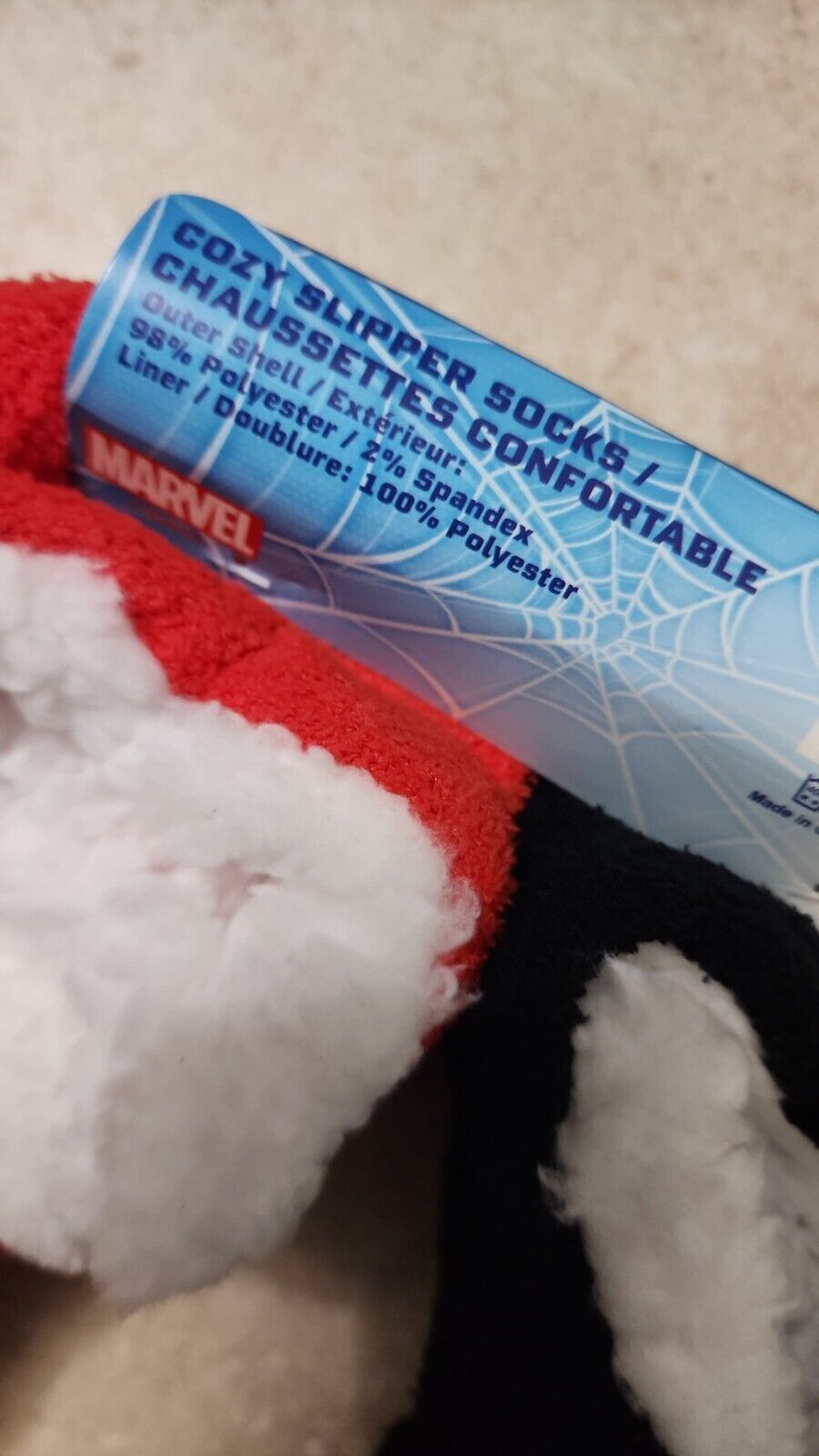 SPIDER-MAN & FRIENDS Boys Fuzzy Slippers 4-6 Years Size 11-2