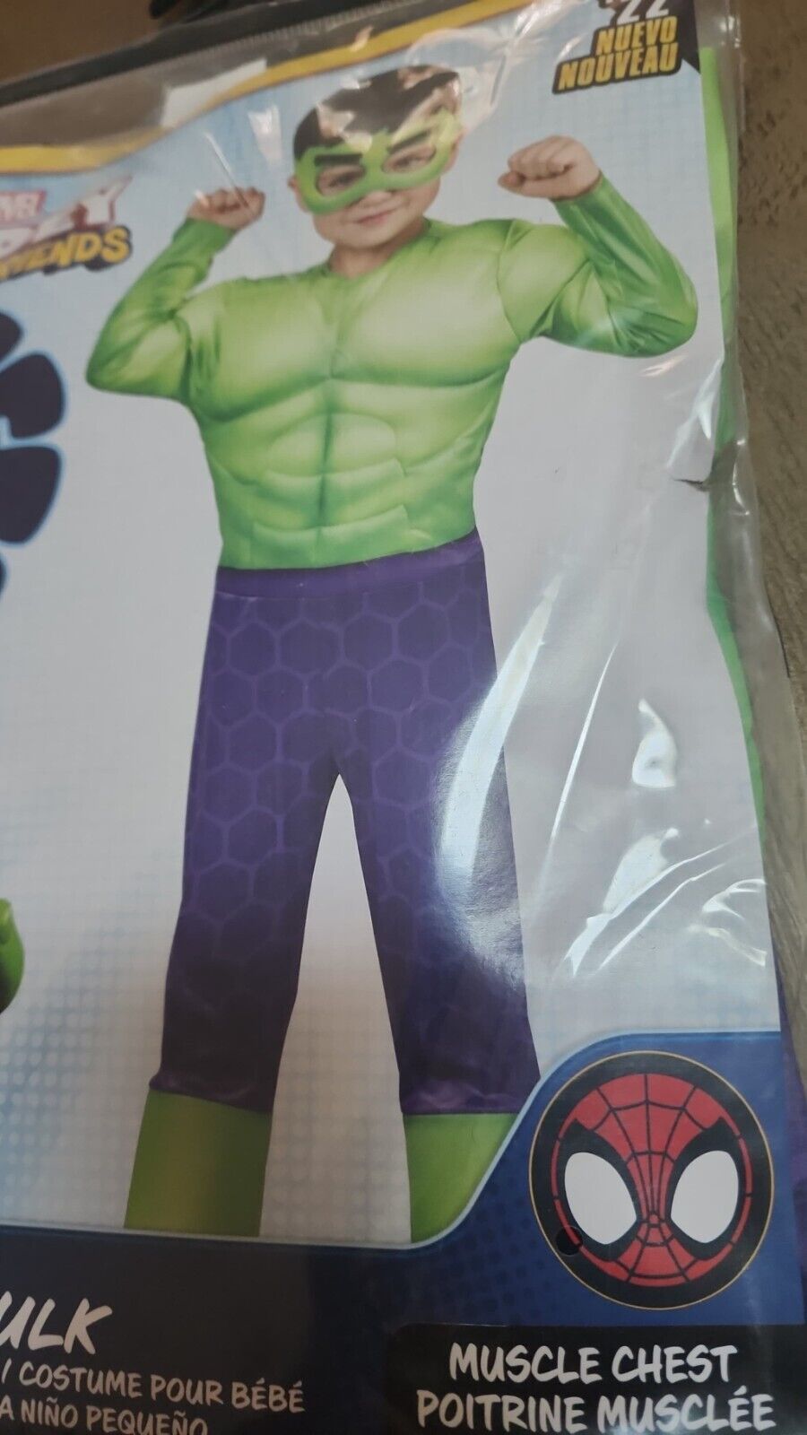 Boys The Hulk Halloween Costume Marvel Green Muscle Jumpsuit & Mask 2 Pc - 3T/4T
