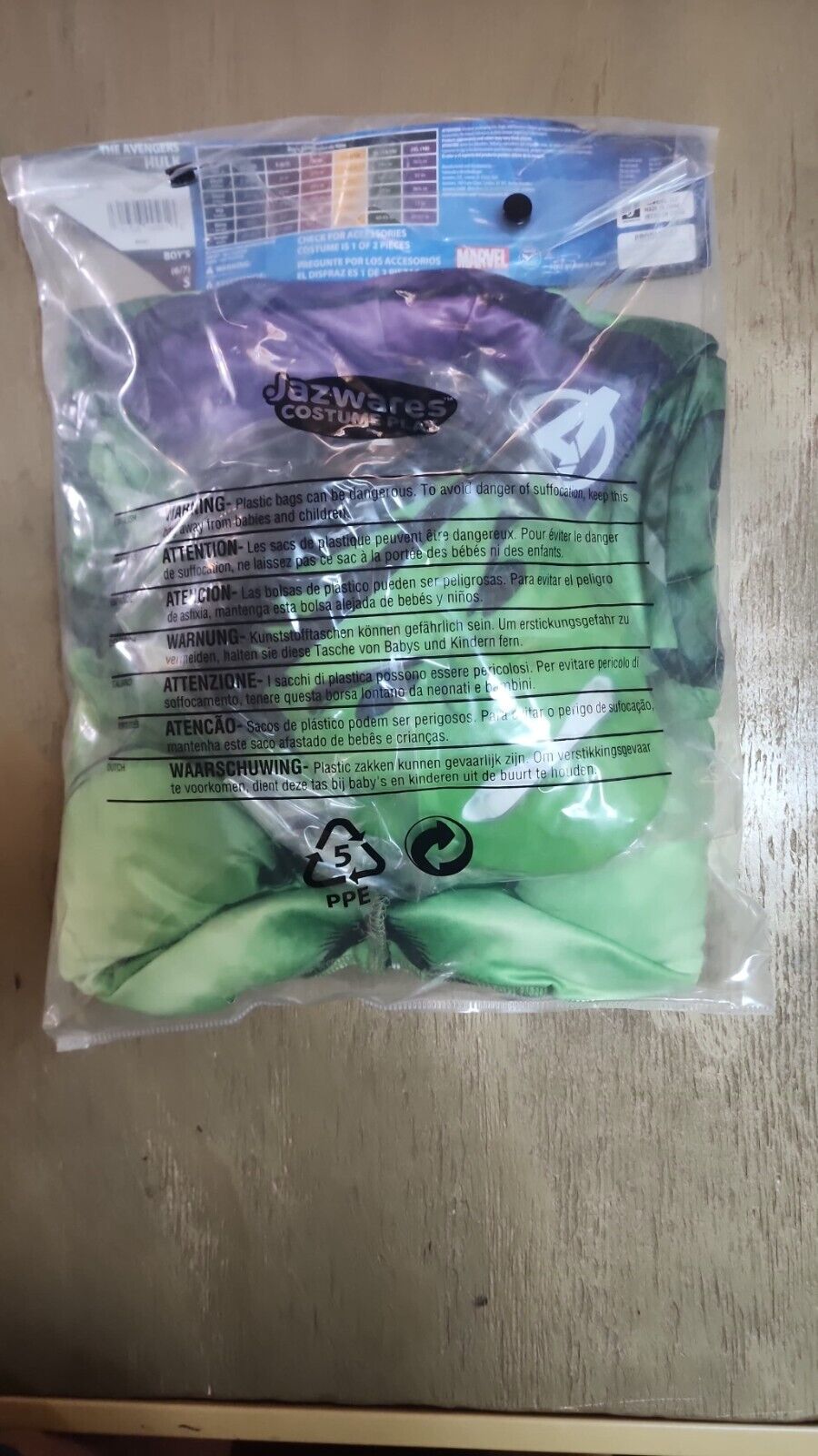 New Marvel Avengers Hulk Jumpsuit & Mask Youth Sz Small 6/7 Halloween Costume