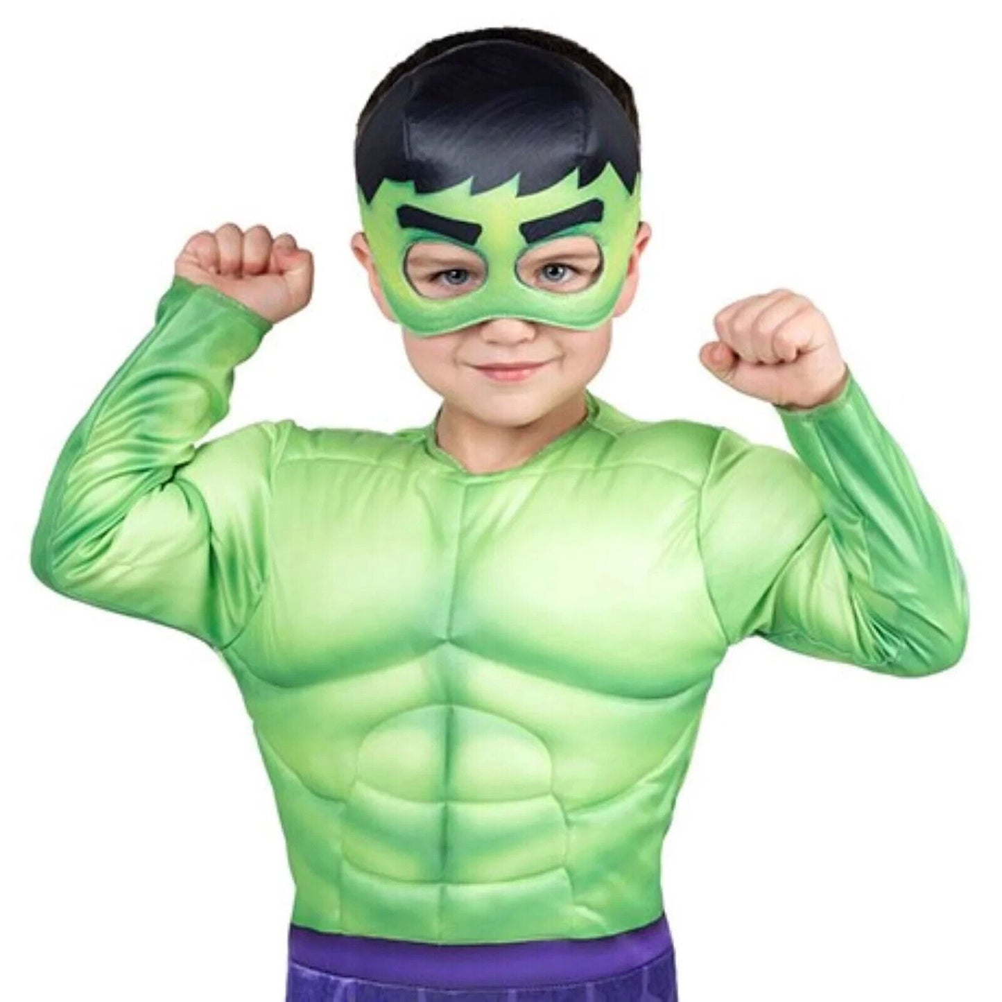 Boys The Hulk Halloween Costume Marvel Green Muscle Jumpsuit & Mask 2 Pc - 3T/4T