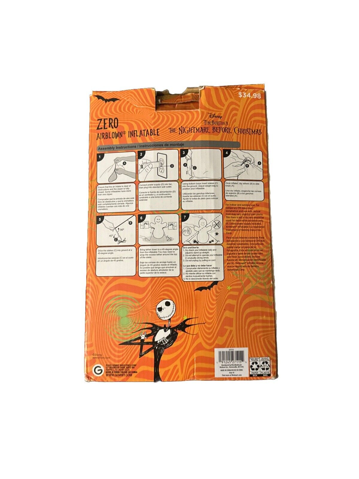 NEW Disney Nightmare Before Christmas Zero Halloween Airblown Inflatable 4.5 Ft
