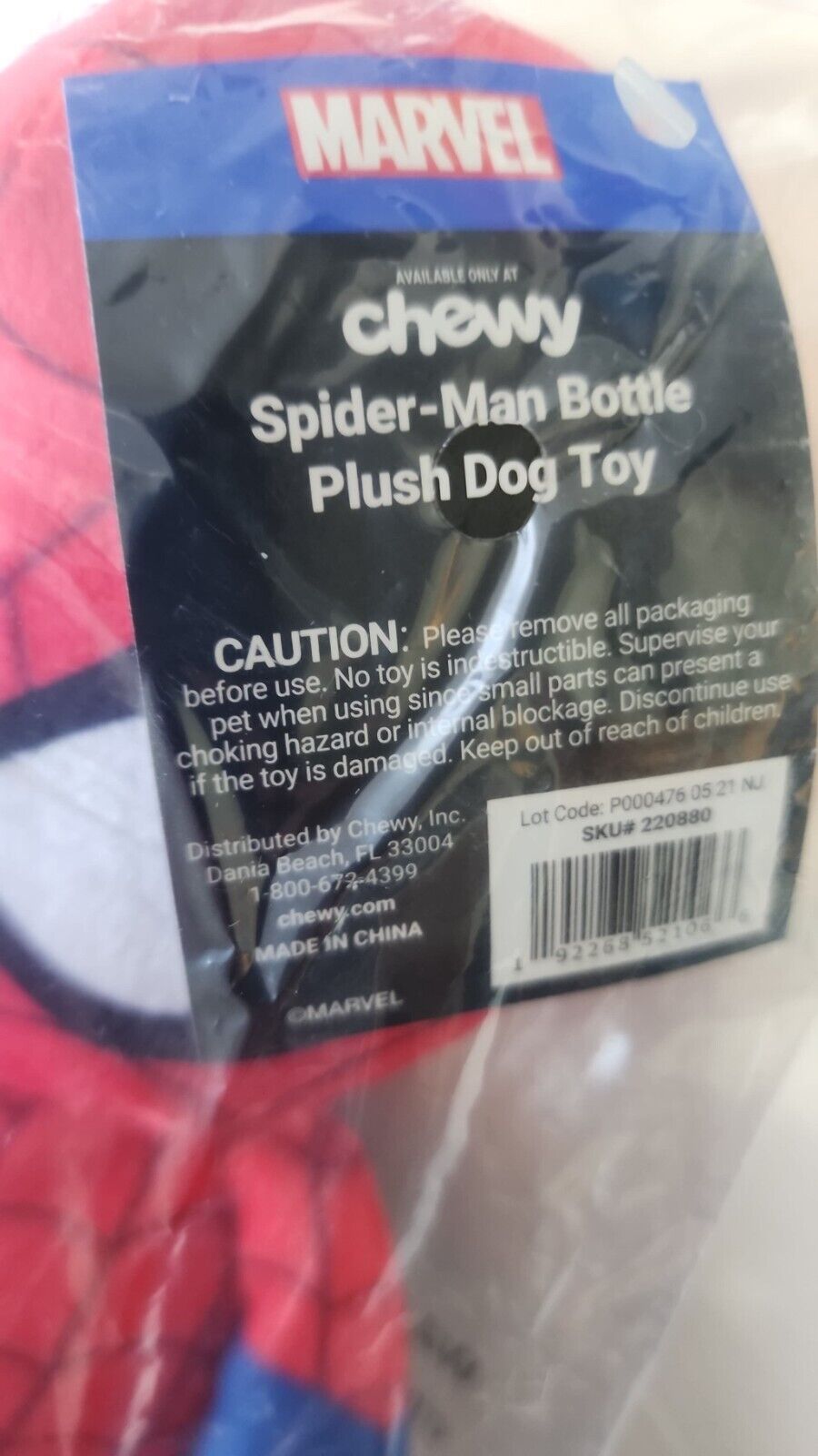 Marvel Rivals Spider-Man Bottle Plush Squeeky Dog Pet Puppy Toy for Medium Dogs