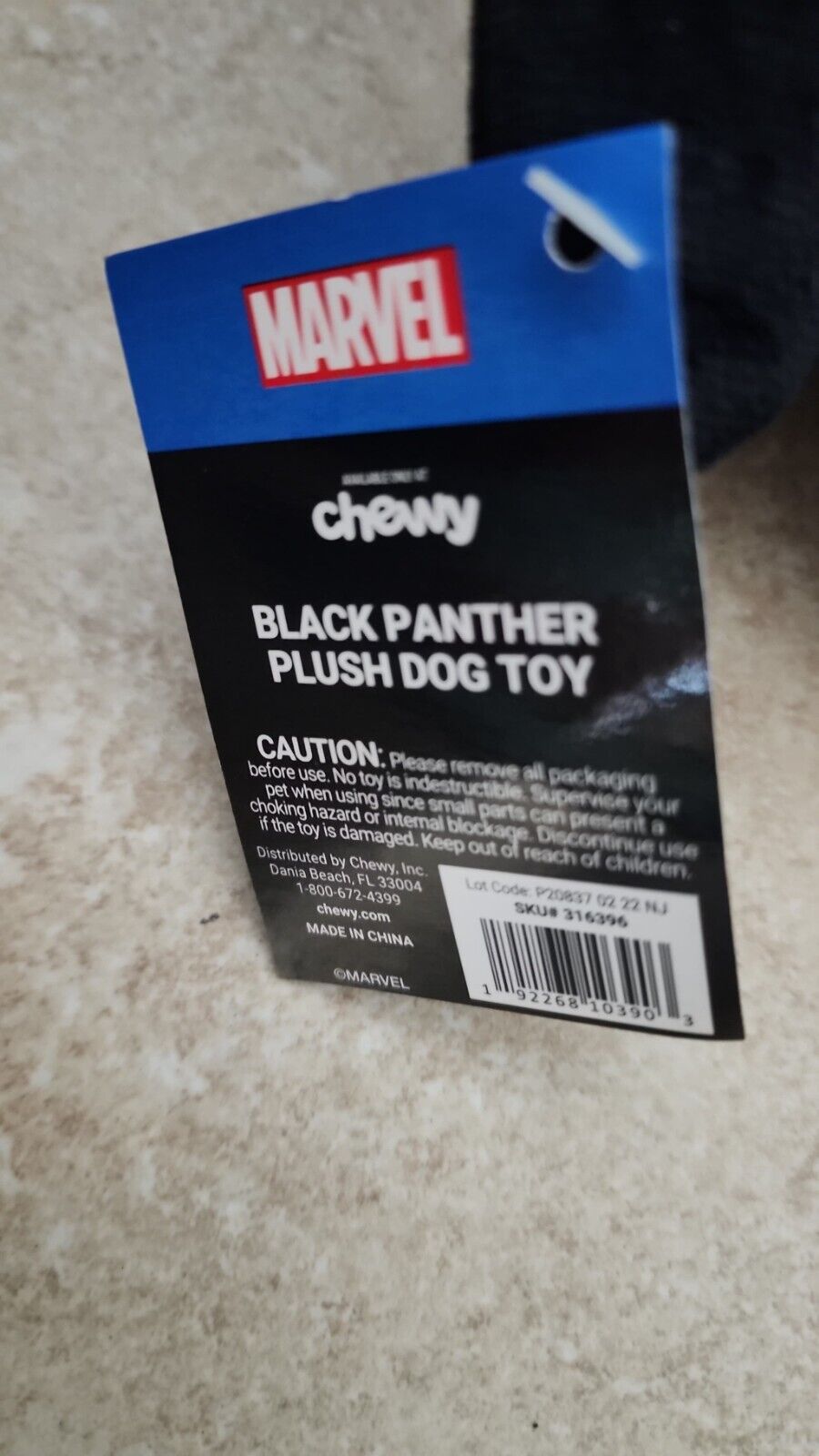 Marvel BLACK PANTHER Plush Squeeky Dog Pet Puppy Toy Perfect for Medium Dogs